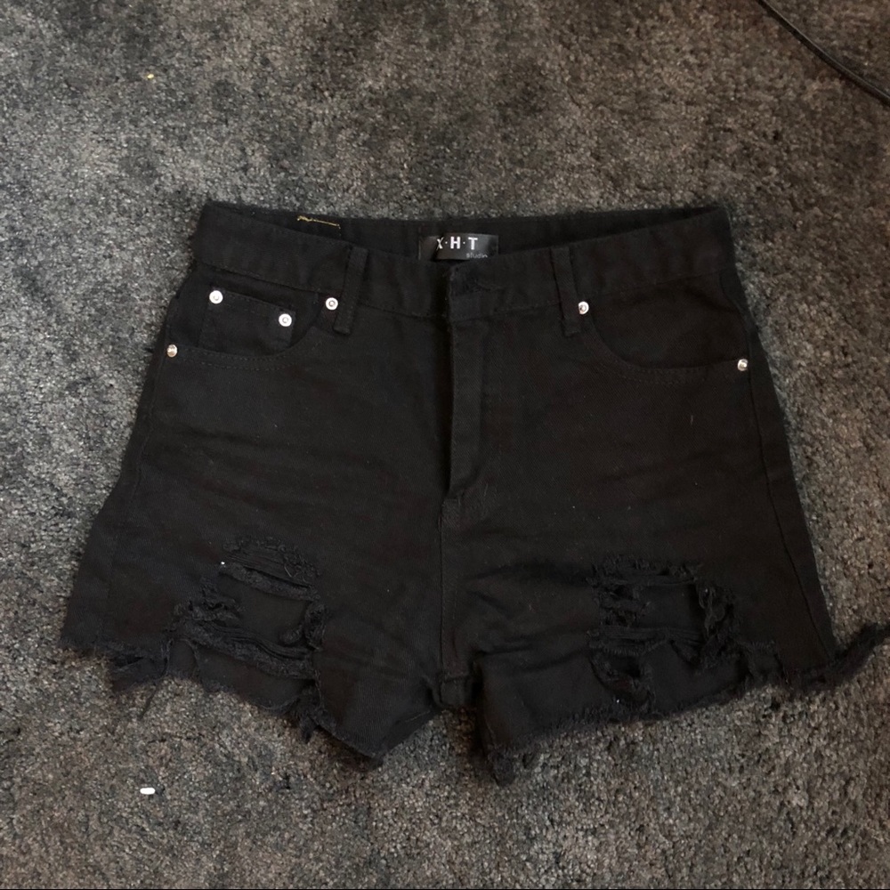 Vintage Black Raw Hem Shorts